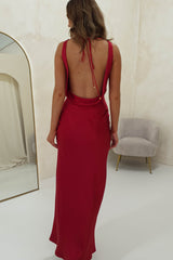 Leah Cowl Neckline Maxi Dress | Dark Red