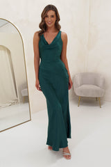 Leah Cowl Neckline Maxi Dress | Forest Green