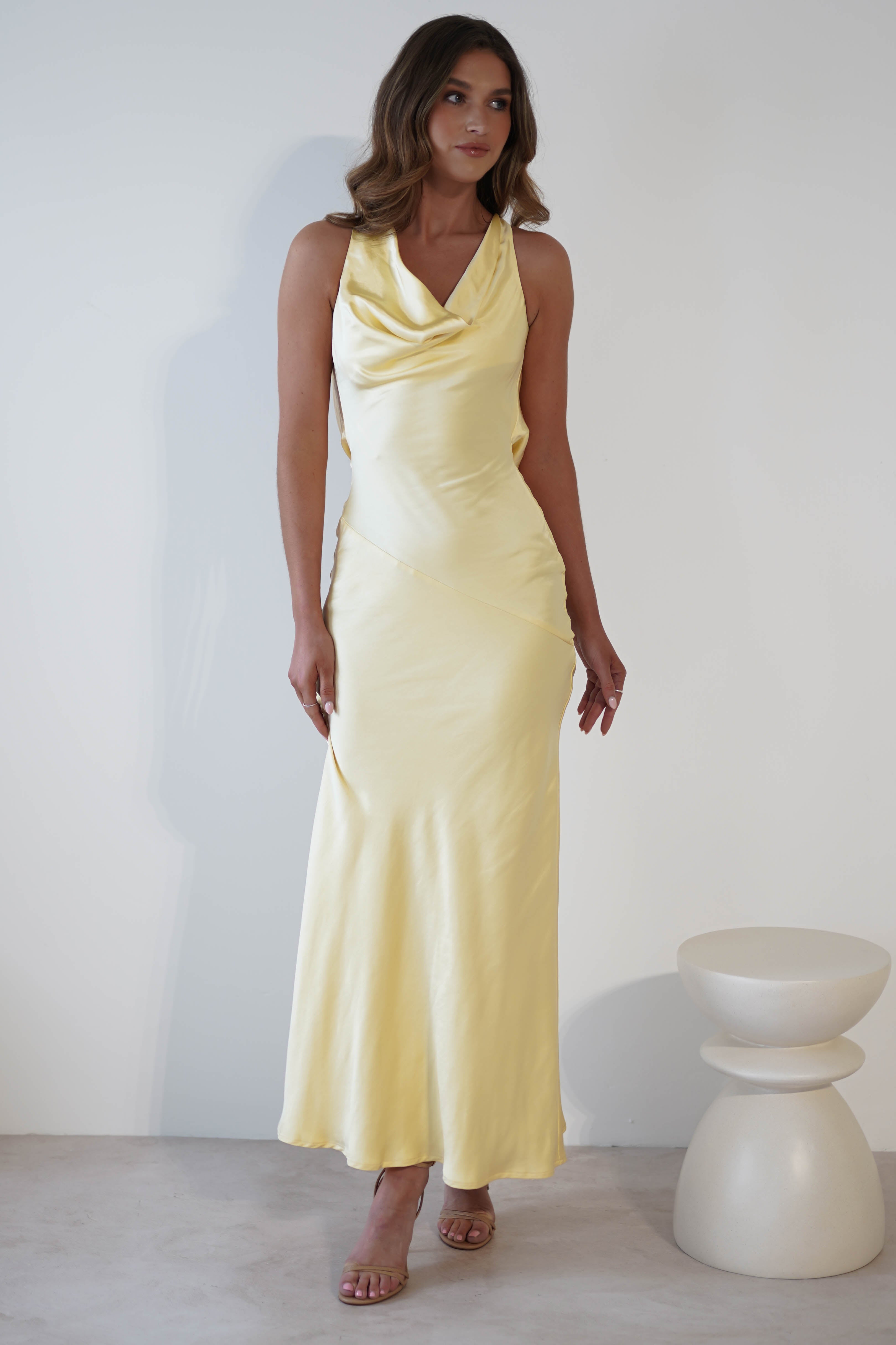 Leah Cowl Neckline Maxi Dress Yellow