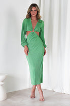 Lennon Ribbed Cut Out Maxi Dress Green | Wedding Guest Dress | Maxi | Oh Hello Clothing