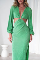 Lennon Ribbed Cut Out Maxi Dress Green | Wedding Guest Dress | Maxi | Oh Hello Clothing