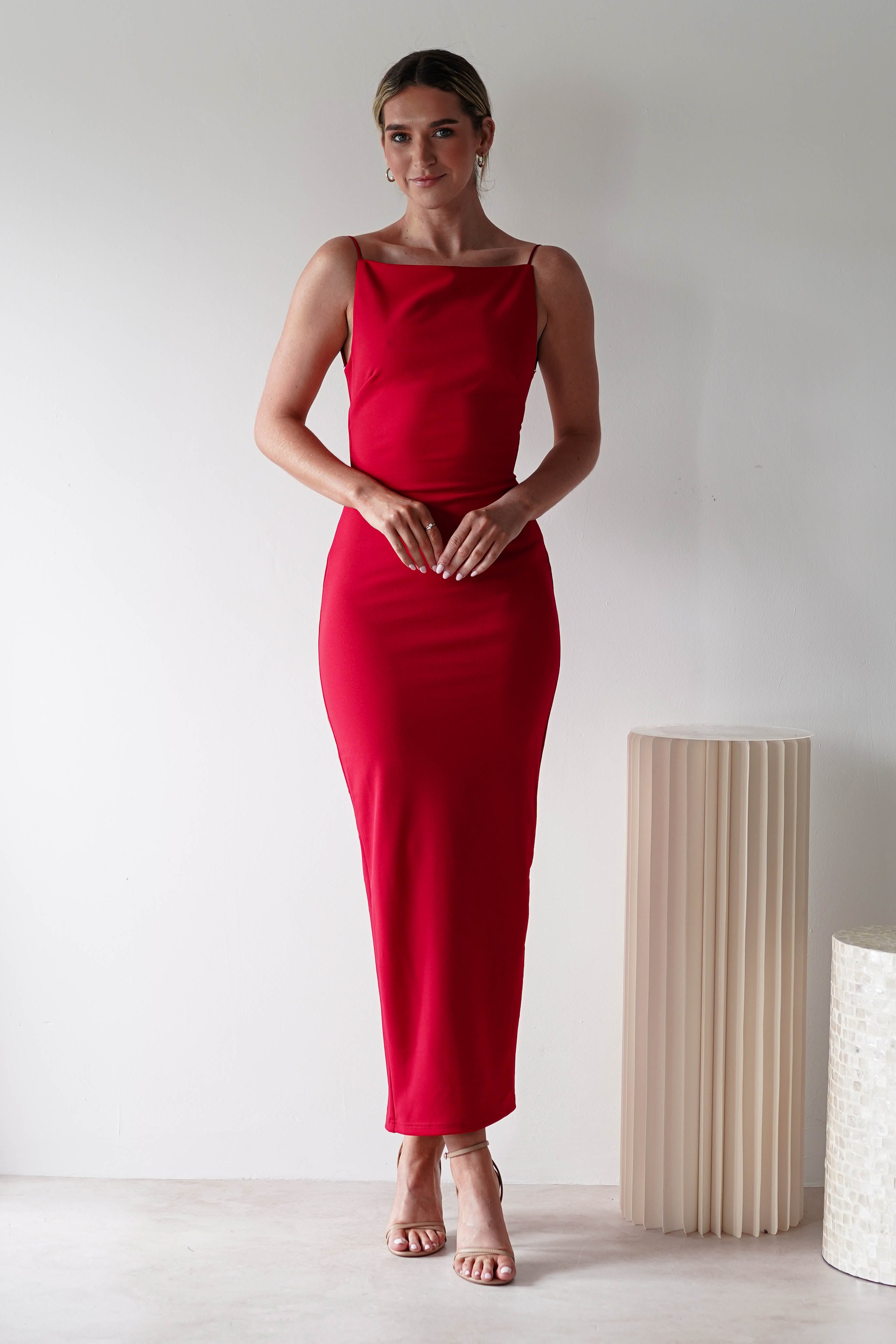 Letty Square Neck Maxi Dress | Red