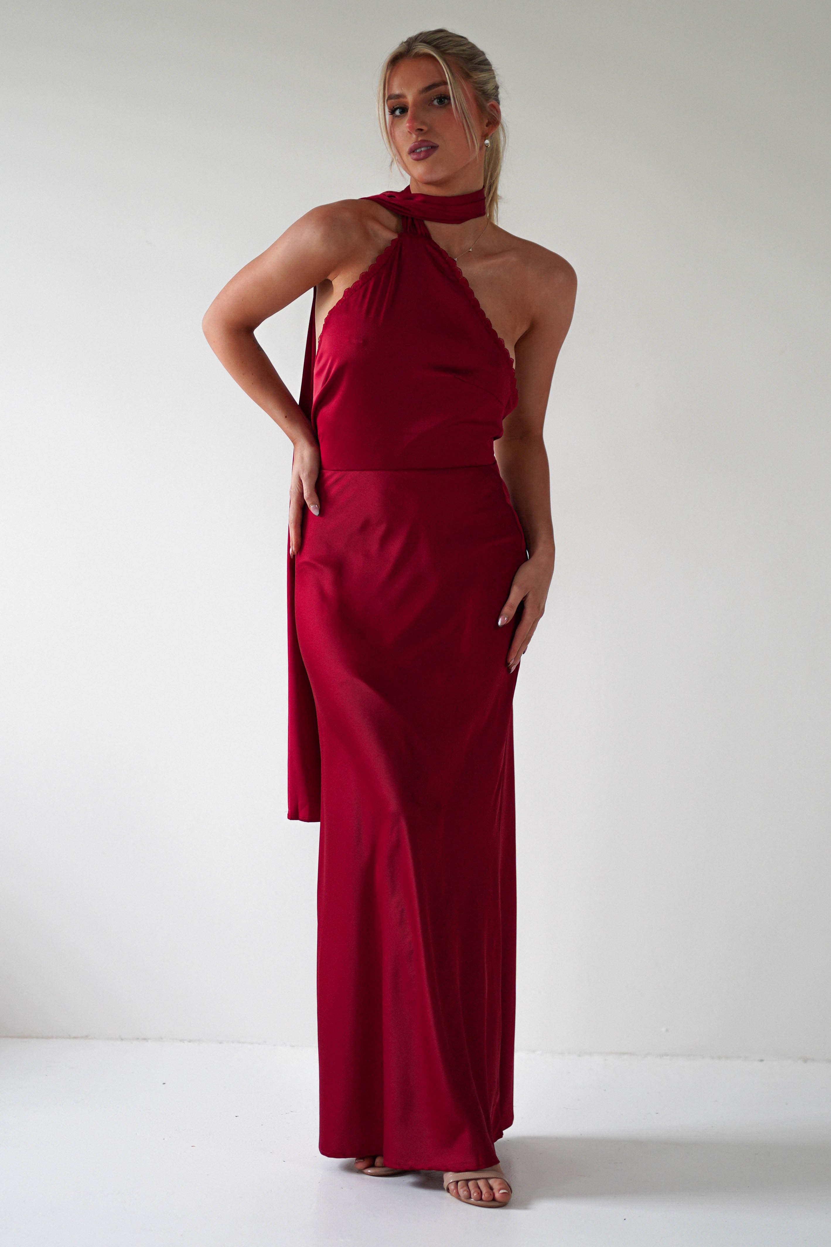 Lexi Backless Maxi Dress | Dark Red