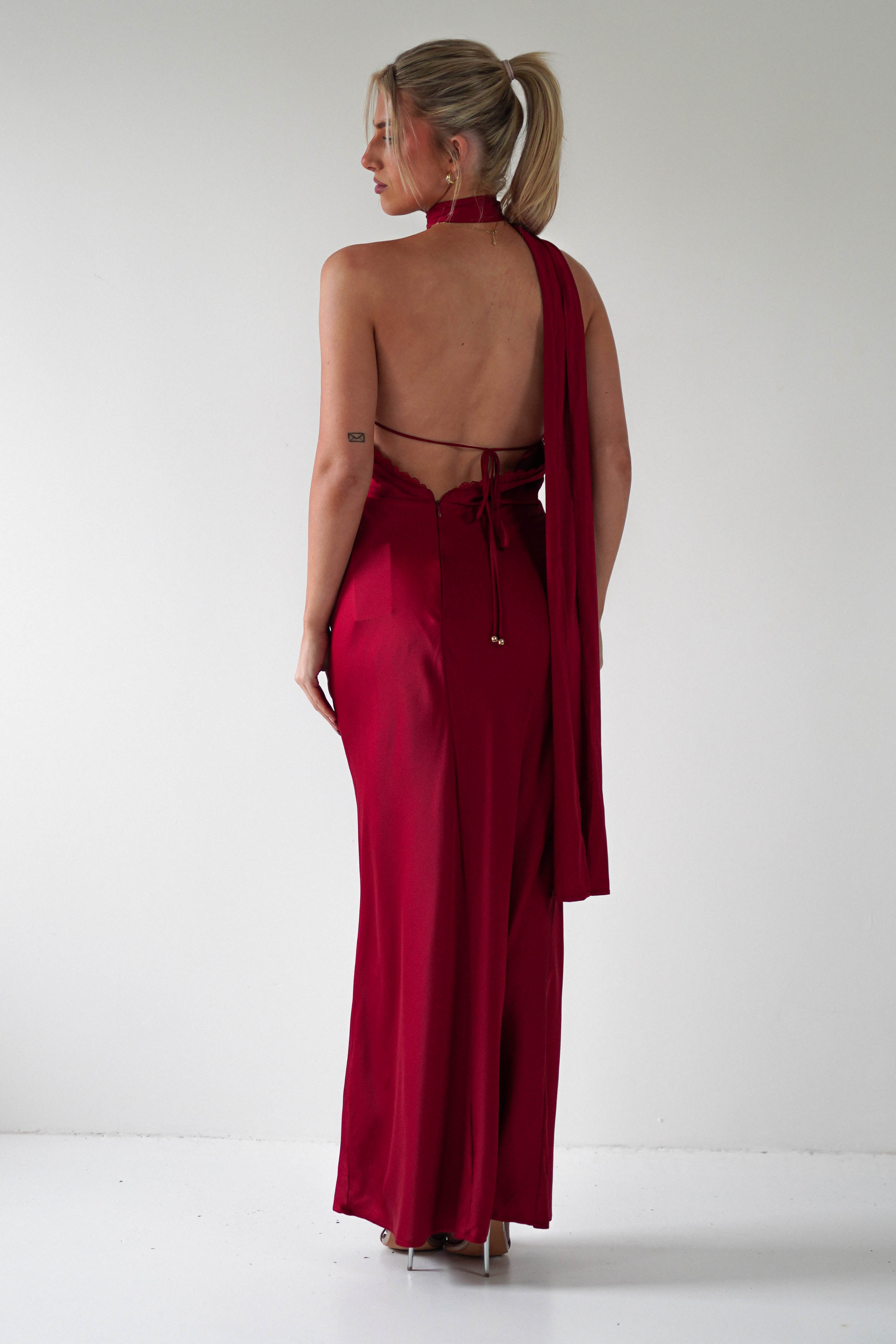 Lexi Backless Maxi Dress | Dark Red