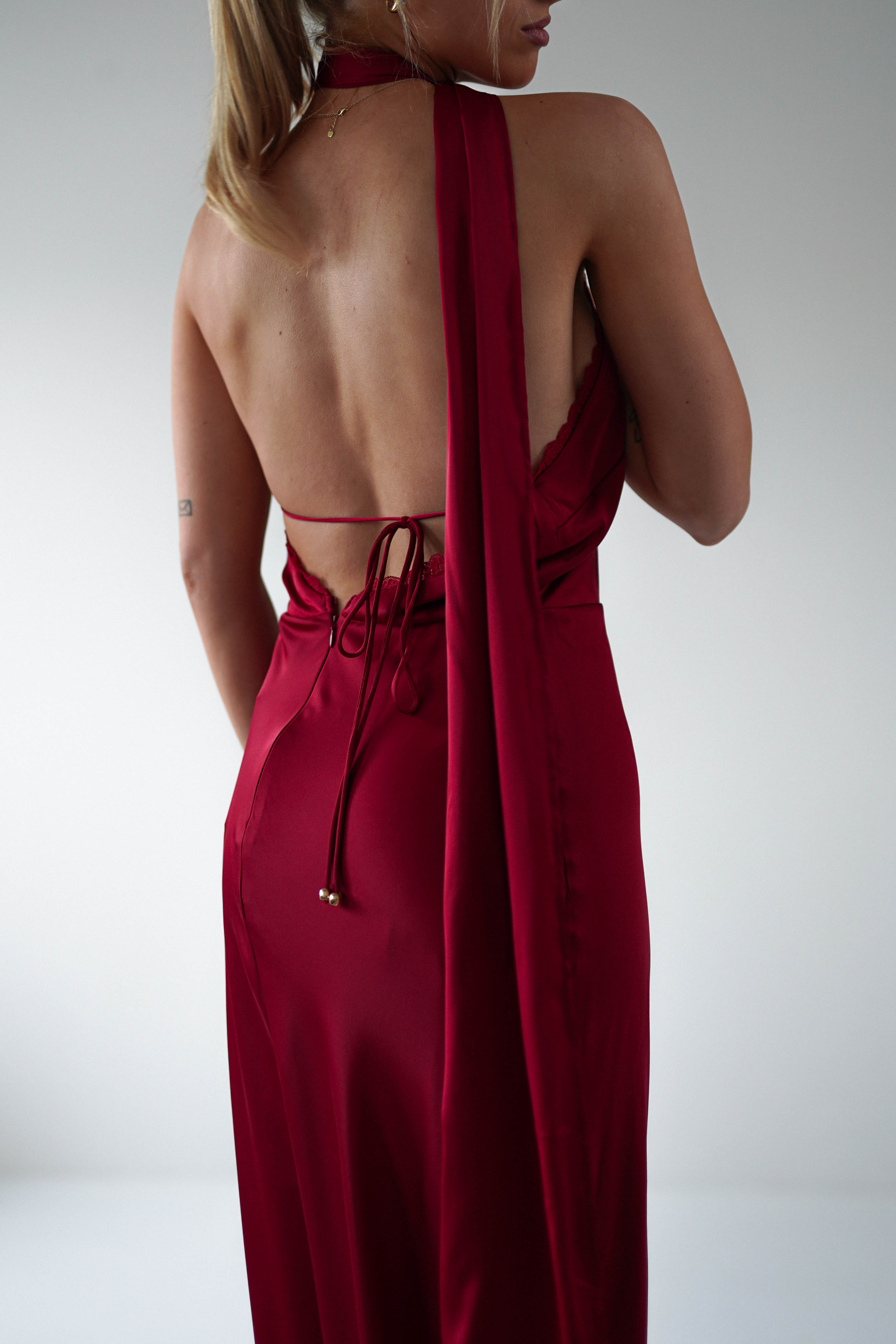 Lexi Backless Maxi Dress | Dark Red