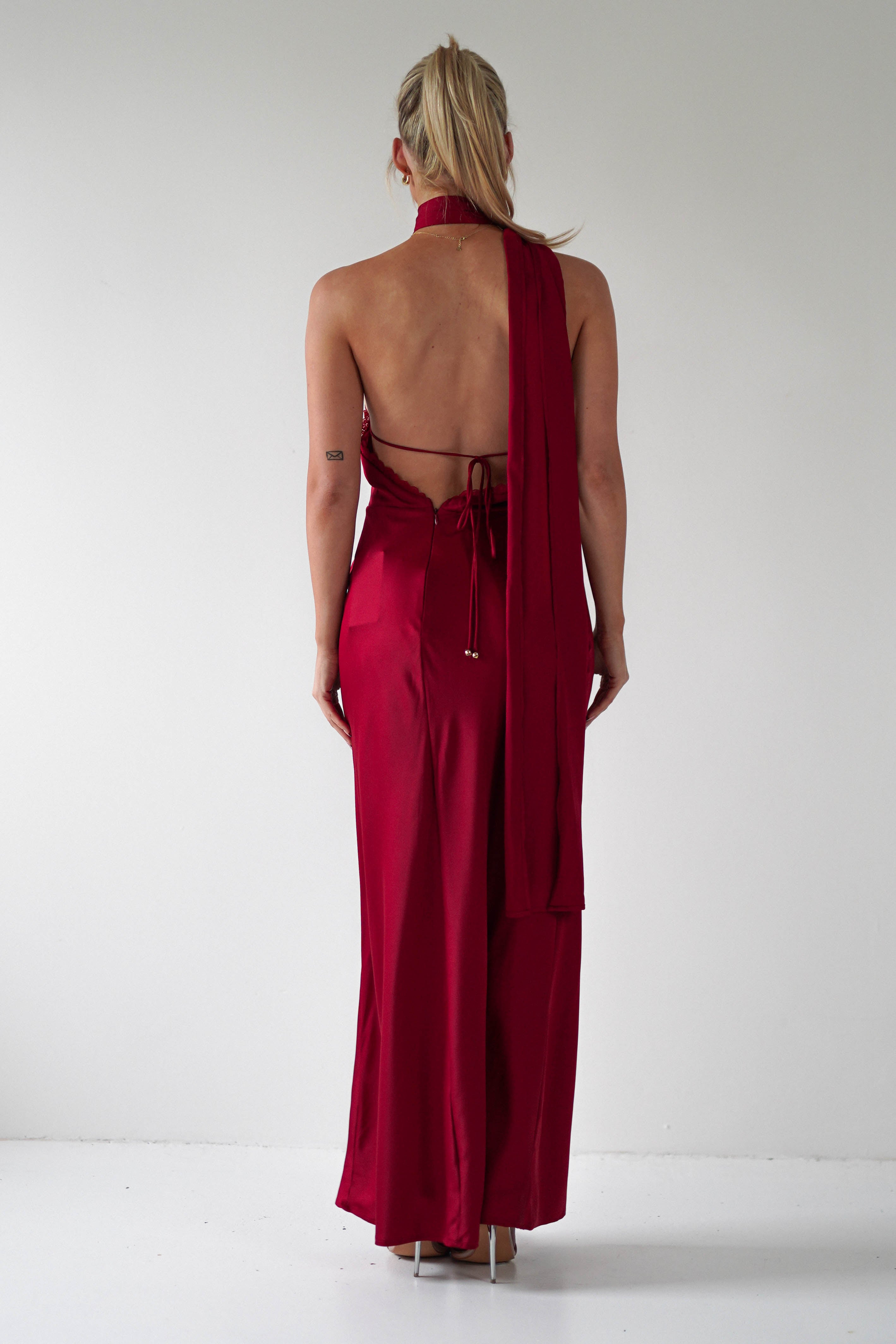 Lexi Backless Maxi Dress | Dark Red