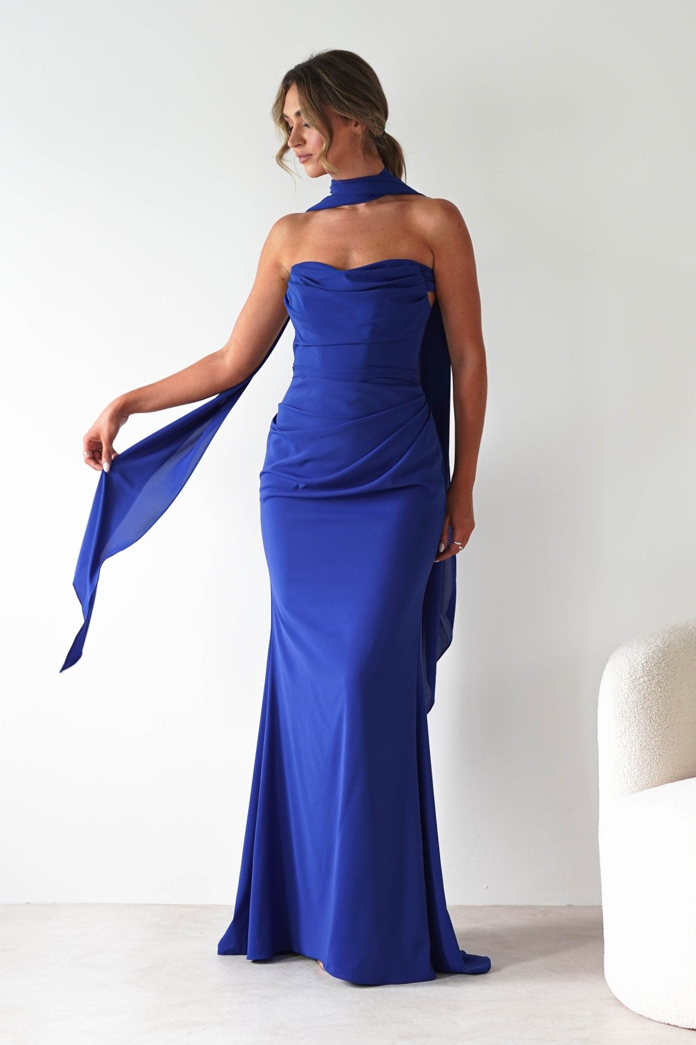 Lisa Multiway Chiffon Gown | Cobalt Blue | Oh Hello Clothing | XS (6)