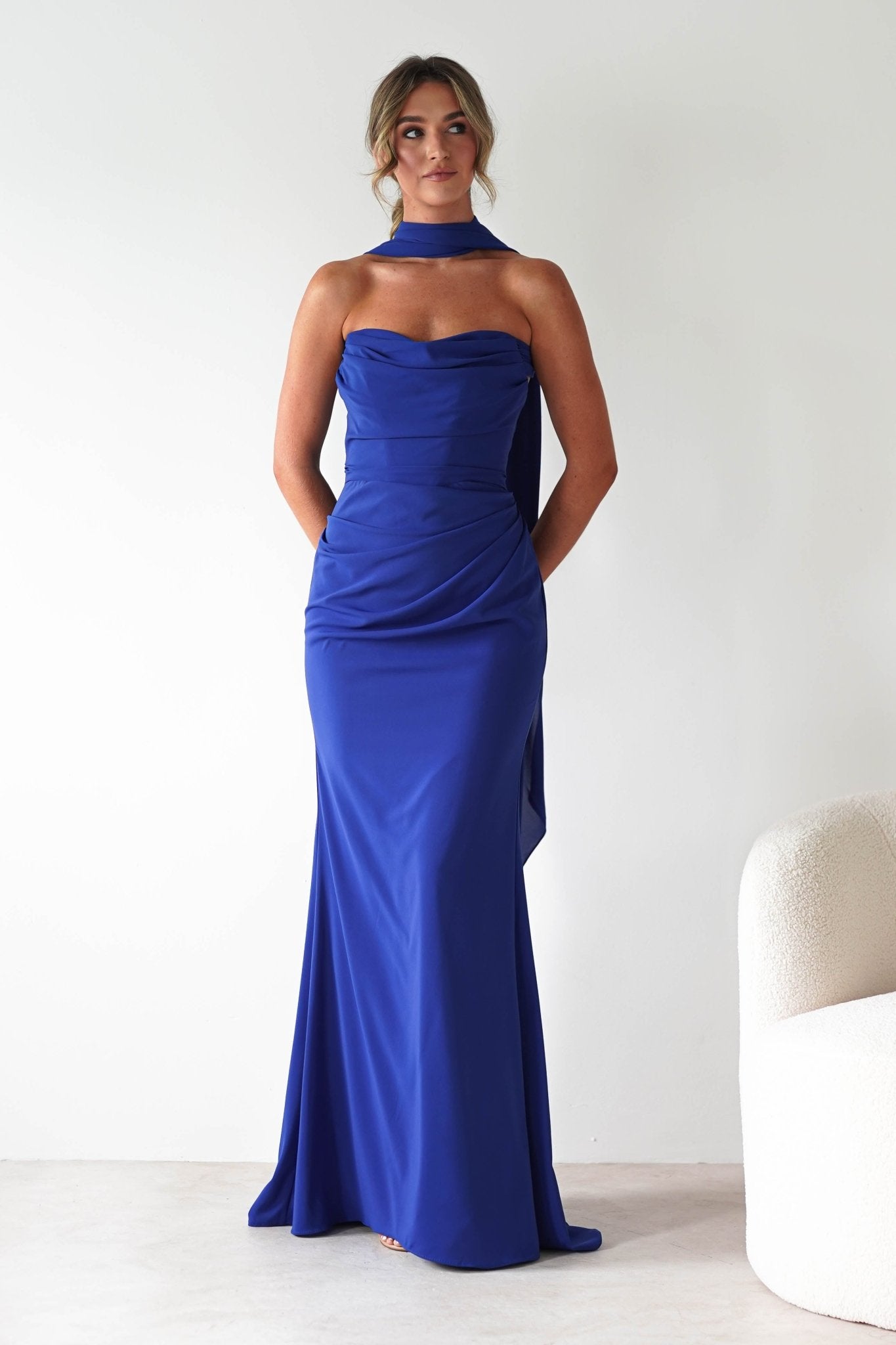 Lisa Multiway Chiffon Gown | Cobalt Blue | Oh Hello Clothing | XS (6)