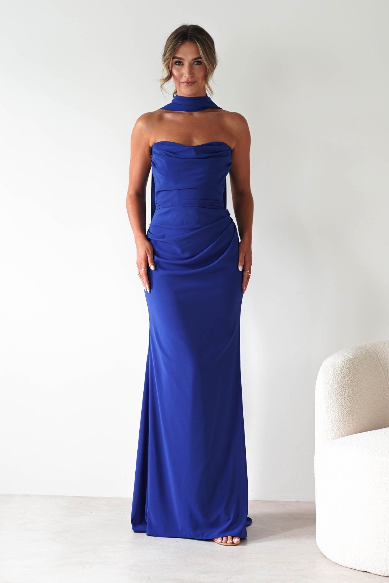 Lisa Multiway Chiffon Gown | Cobalt Blue | Oh Hello Clothing | XS (6)