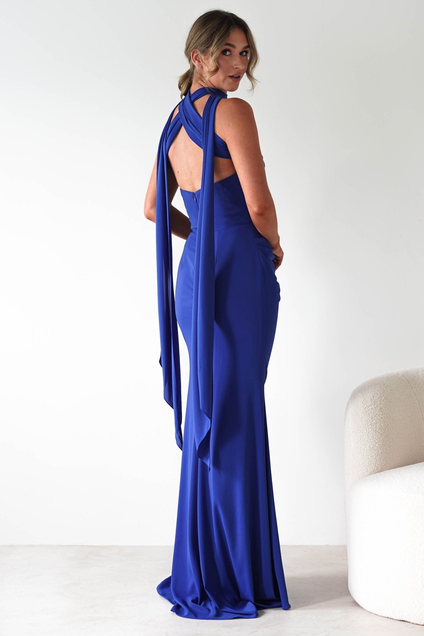 Lisa Multiway Chiffon Gown | Cobalt Blue | Oh Hello Clothing | XS (6)