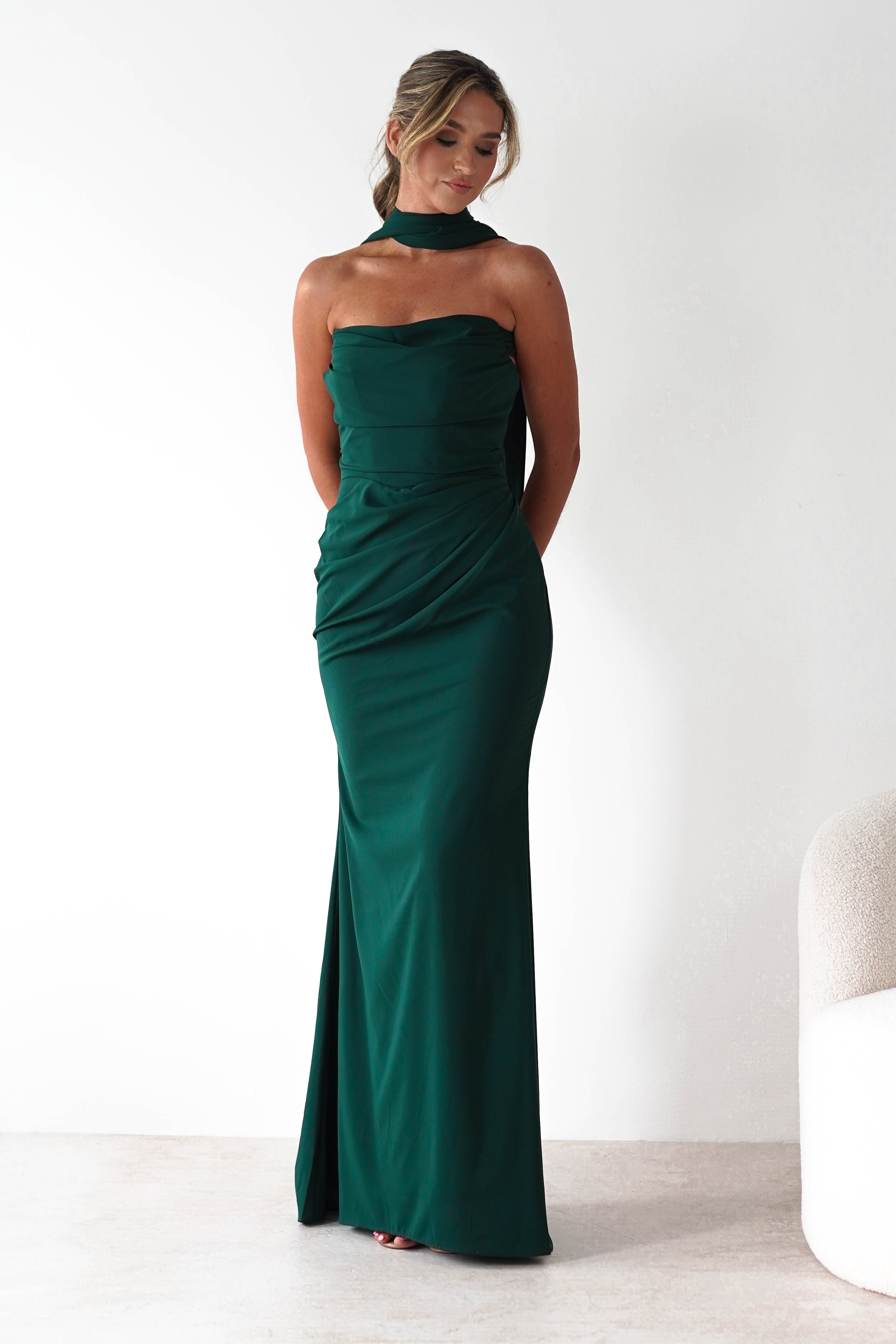 Lisa Multiway Chiffon Gown | Hunter Green | Oh Hello Clothing | XS (6)