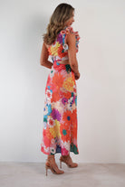 Logen Ruffle Sleeve Midaxi Orange Floral Print | Wedding Guest Dress | Oh Hello Clothing