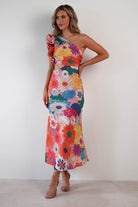 Logen Ruffle Sleeve Midaxi Orange Floral Print | Wedding Guest Dress | Oh Hello Clothing