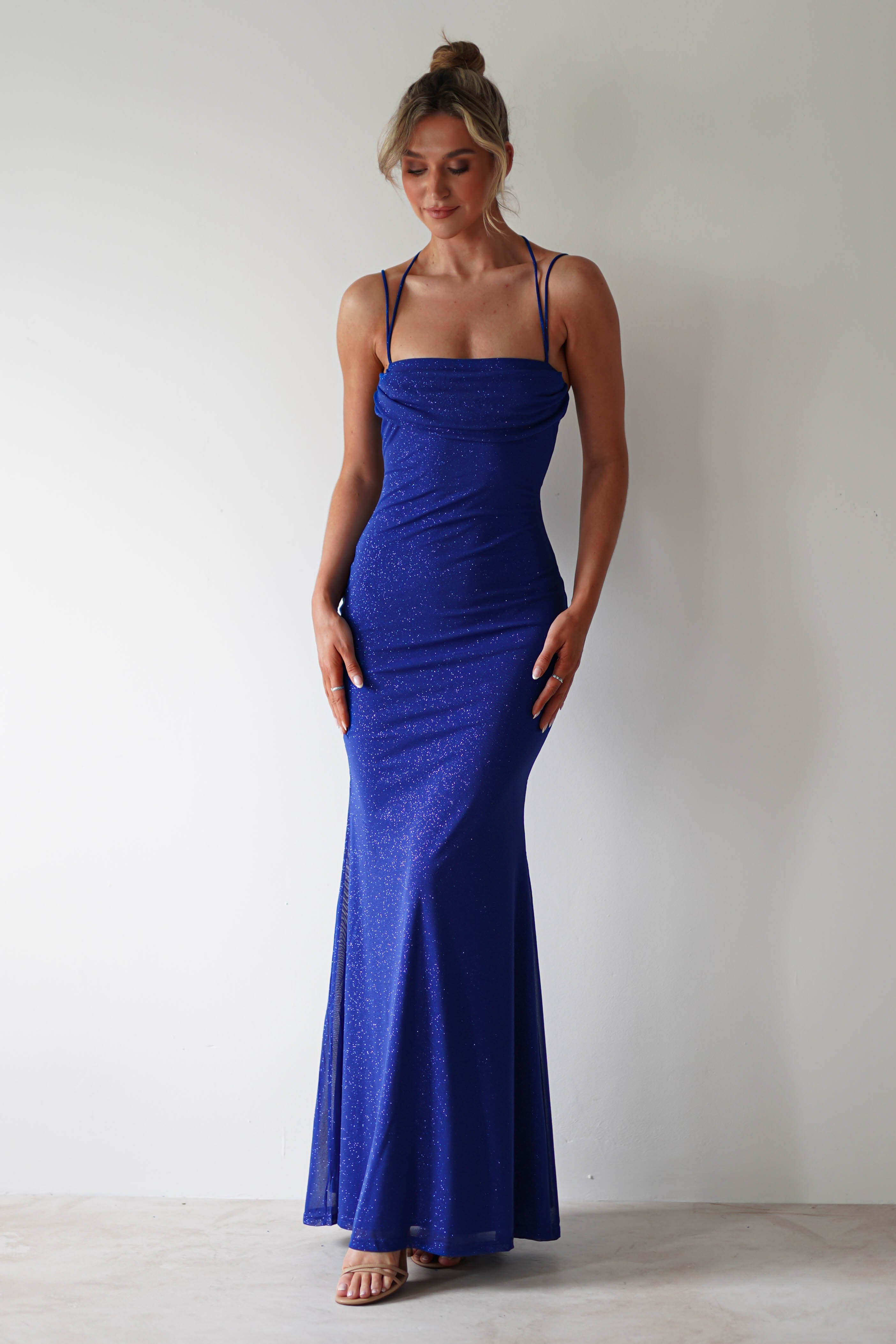 Londyn Glitter Bodycon Maxi Dress | Royal Blue