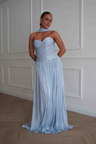 Oh Hello Clothing Dresses > Prom Dresses Longoria Pleated Luminescent Maxi Gown | Blue