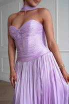 Oh Hello Clothing Dresses > Prom Dresses Longoria Pleated Luminescent Maxi Gown | Lavender