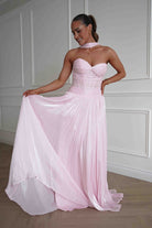 Oh Hello Clothing Dresses > Prom Dresses Longoria Pleated Luminescent Maxi Gown | Pink