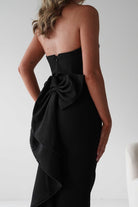 Louisiana Pearl Bow Strapless Dress Black | Wedding Guest Dress | Oh Hello Clothing