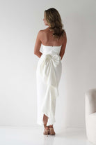 Louisiana Pearl Bow Strapless Dress | White | Graduation | Bride To Be Hen Dress | Oh Hello Clothing