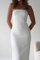 Louisiana Pearl Bow Strapless Dress | White | Graduation | Bride To Be Hen Dress | Oh Hello Clothing