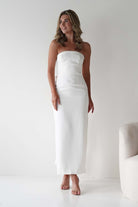 Louisiana Pearl Bow Strapless Dress | White | Graduation | Bride To Be Hen Dress | Oh Hello Clothing