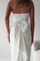 Louisiana Pearl Bow Strapless Dress | White | Graduation | Bride To Be Hen Dress | Oh Hello Clothing