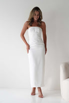 Louisiana Pearl Bow Strapless Dress | White | Graduation | Bride To Be Hen Dress | Oh Hello Clothing