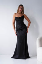 Oh Hello Clothing Dresses > Prom Dresses Lucienne Satin Strapless Maxi Dress | Black