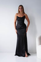 Oh Hello Clothing Dresses > Prom Dresses Lucienne Satin Strapless Maxi Dress | Black