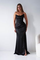 Oh Hello Clothing Dresses > Prom Dresses Lucienne Satin Strapless Maxi Dress | Black