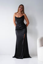 Oh Hello Clothing Dresses > Prom Dresses Lucienne Satin Strapless Maxi Dress | Black