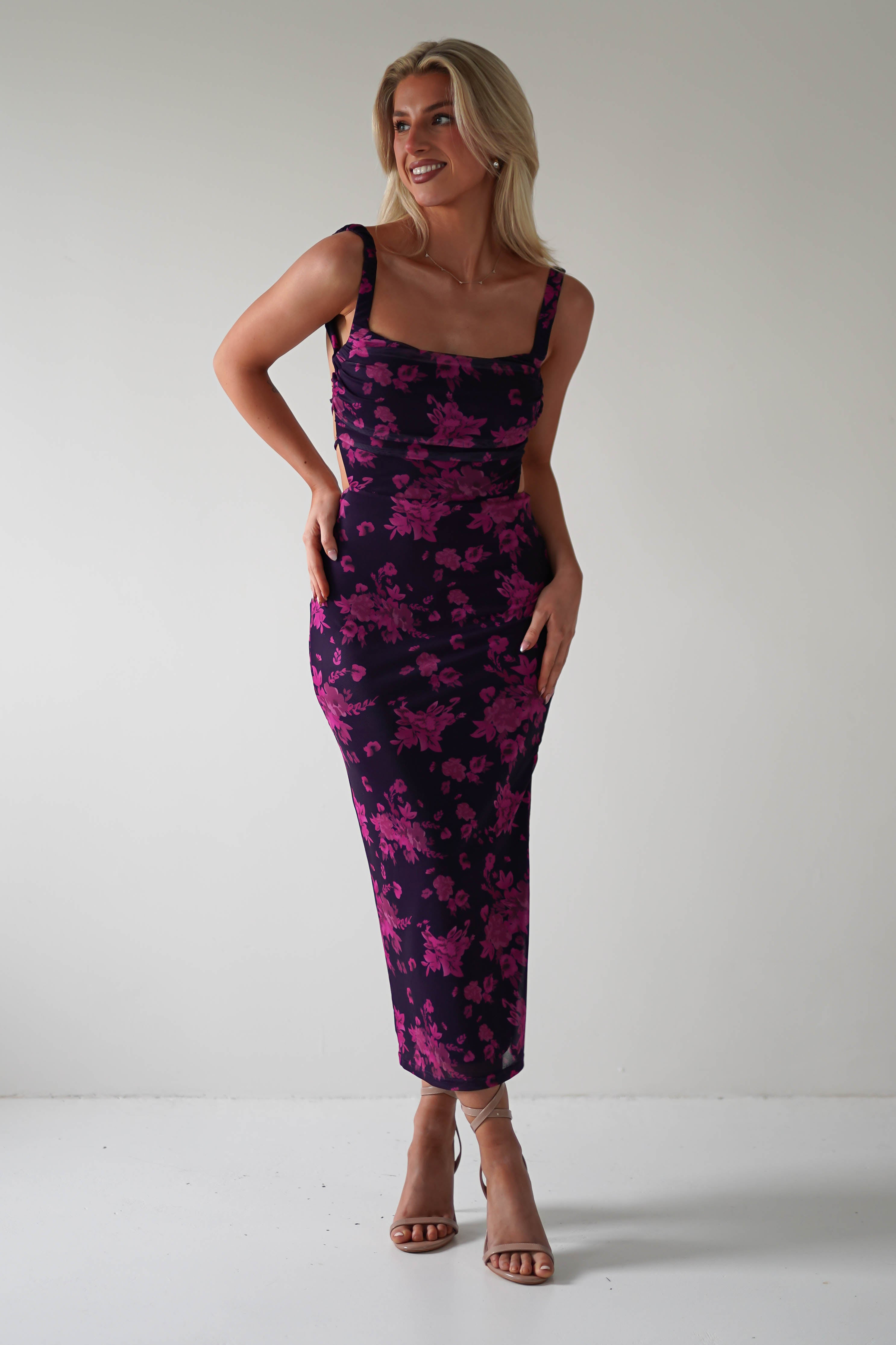 Lulu Bodycon Backless Midi Dress | Grape