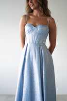 Luna Glitter Corset Aline Gown | Blue | Debs & Prom | Formal Gown | Oh Hello Clothing