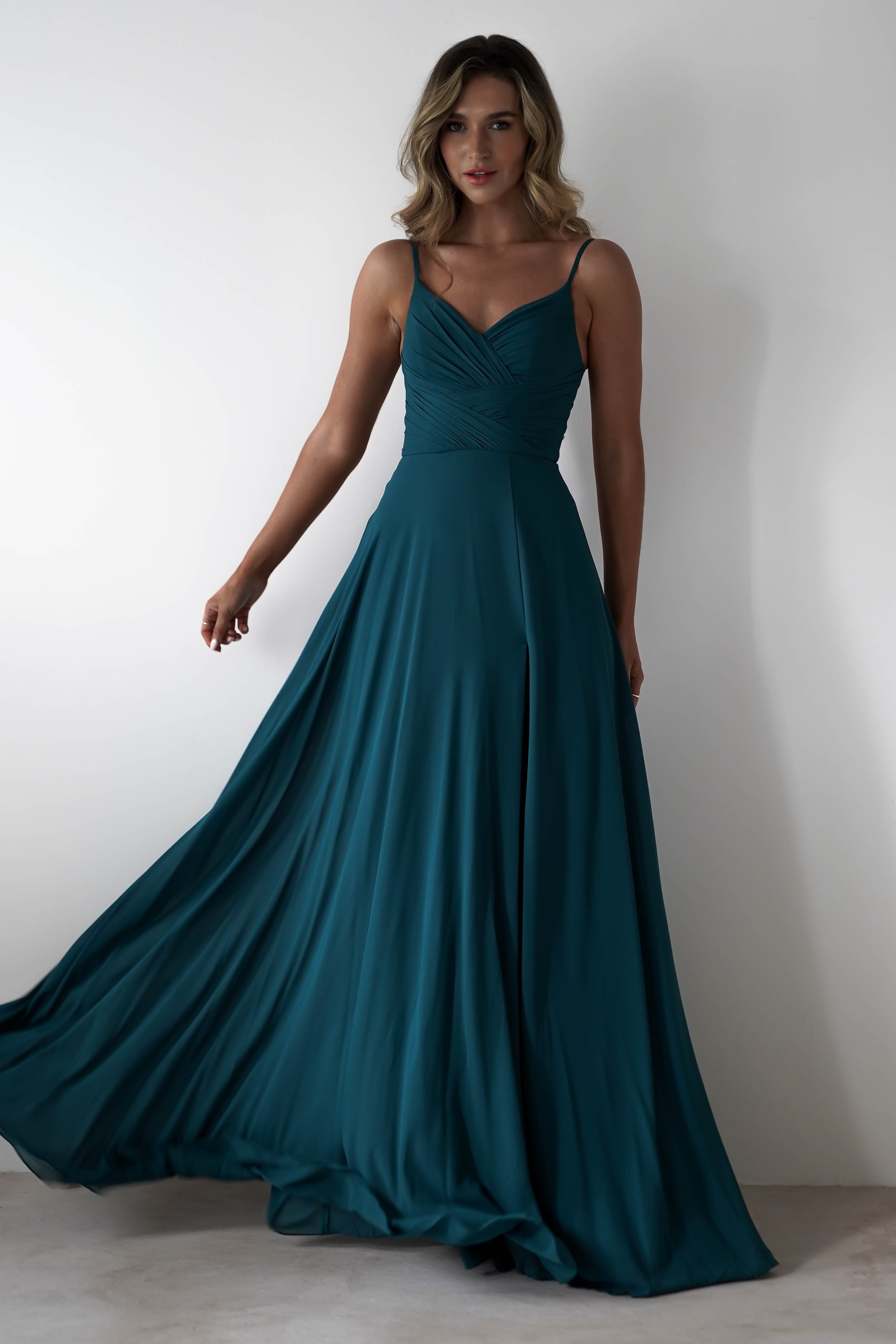 Lupita Chiffon Maxi Dress | Teal