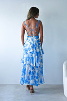Lyla Floral Ruffle Midaxi Dress Blue/White | Wedding Guest Dress | Oh Hello Clothing