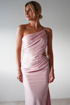 Lyra Soft Matte Satin Maxi Dress Blush Pink | Wedding Guest Dress | Maxi | Satin | Oh Hello Clothing