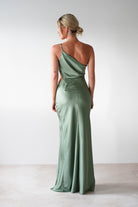 Lyra Soft Matte Satin Maxi Dress Olive | Wedding Guest Dress | Maxi | Satin | Oh Hello Clothing