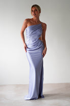 Lyra Soft Matte Satin Maxi Dress Periwinkle Blue | Wedding Guest Dress | Maxi | Satin | Oh Hello Clothing