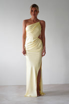 Lyra Soft Matte Satin Maxi Dress Yellow | Wedding Guest Dress | Maxi | Satin | Oh Hello Clothing