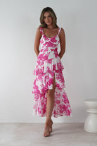 Madrid Ruffle Floral Maxi Dress Pink | Wedding Guest Dress | Maxi | Oh Hello Clothing