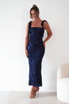 Oh Hello Clothing Women > Clothing > Dresses Mahalia Floral Appliqué Maxi Dress | Navy