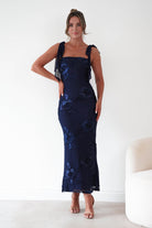 Oh Hello Clothing Women > Clothing > Dresses Mahalia Floral Appliqué Maxi Dress | Navy
