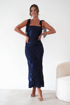 Oh Hello Clothing Women > Clothing > Dresses Mahalia Floral Appliqué Maxi Dress | Navy