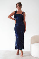 Oh Hello Clothing Women > Clothing > Dresses Mahalia Floral Appliqué Maxi Dress | Navy