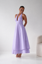 Oh Hello Clothing Women > Clothing > Dresses Makaila Halterneck Chiffon Midaxi Dress | Lilac