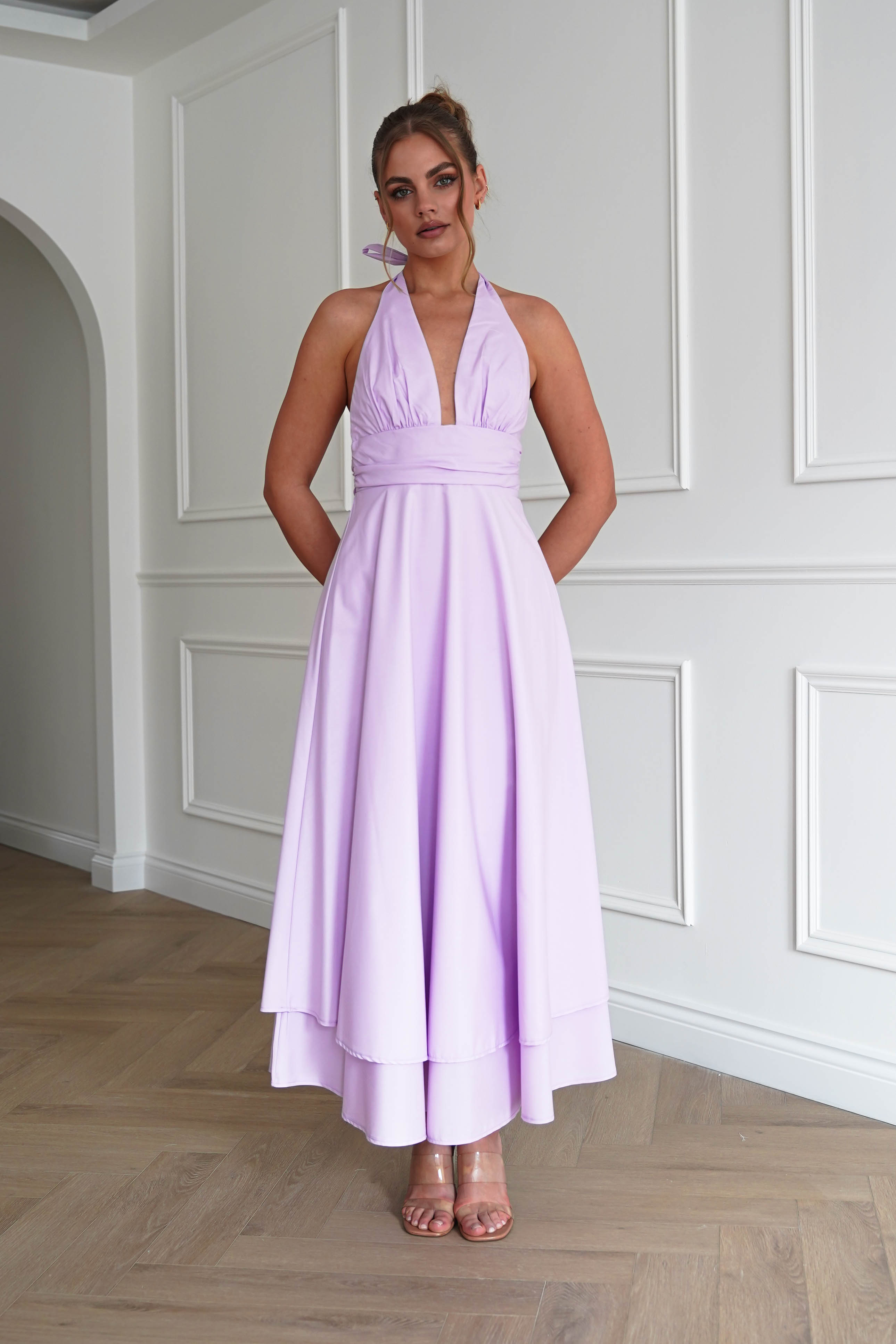 Oh Hello Clothing Women > Clothing > Dresses Makaila Halterneck Chiffon Midaxi Dress | Lilac