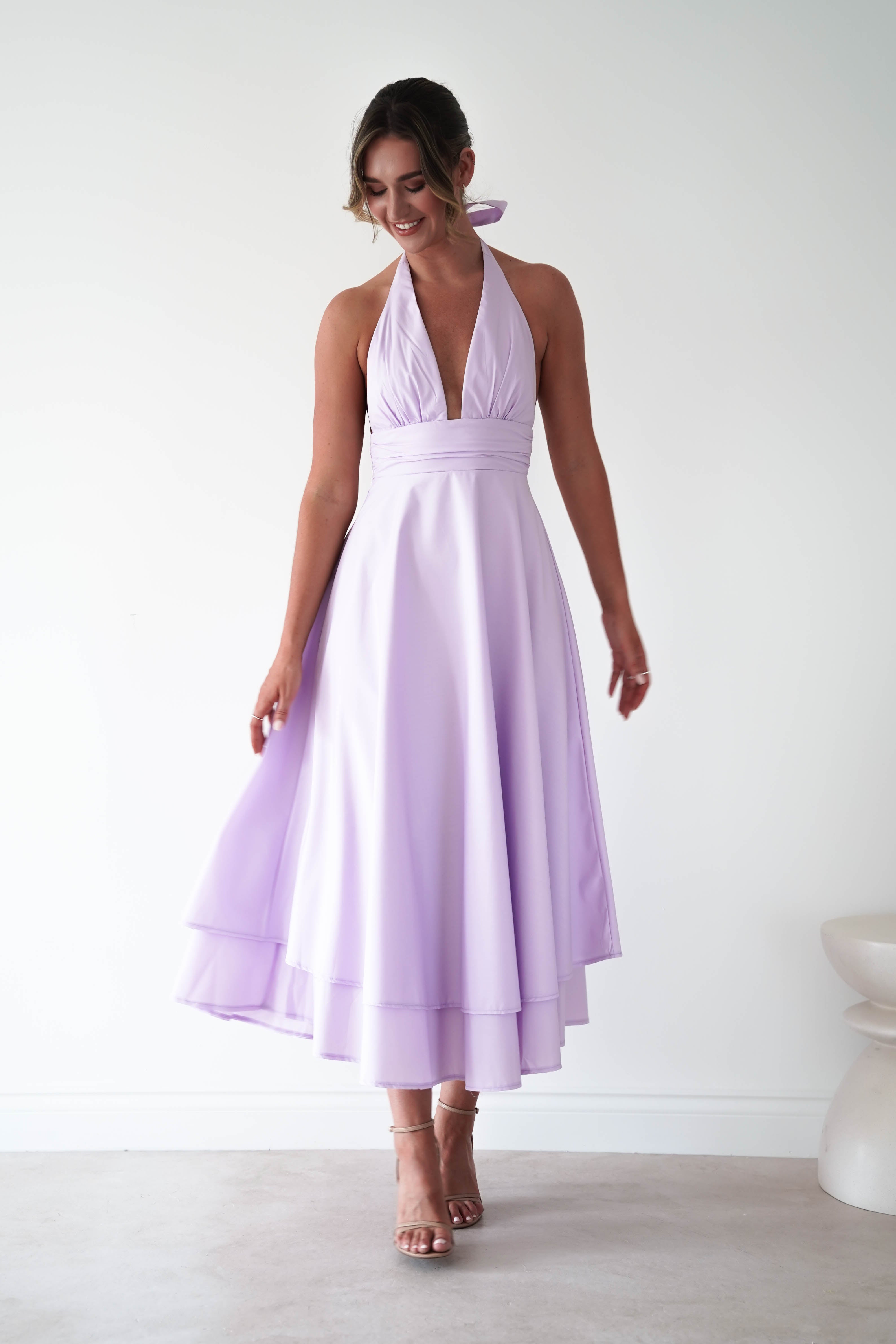 Oh Hello Clothing Women > Clothing > Dresses Makaila Halterneck Chiffon Midaxi Dress | Lilac