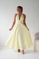 Oh Hello Clothing Women > Clothing > Dresses Makaila Halterneck Chiffon Midaxi Dress | Yellow