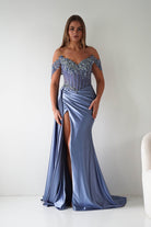 Oh Hello Clothing Women > Clothing > Dresses Margot Embellished Bodice Gown | Dusty Blue