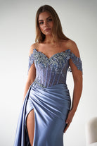 Oh Hello Clothing Women > Clothing > Dresses Margot Embellished Bodice Gown | Dusty Blue